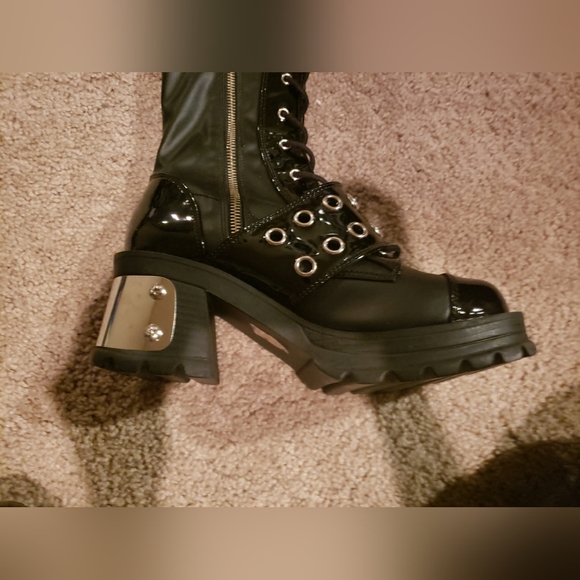 Bratty 304 Demonia's strap buckle thigh high boot - Picture 6 of 9